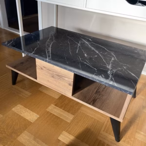 Soffbord med Marmorerad Svart Skiva